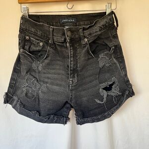Aeropostale Black Distressed Jean Shorts